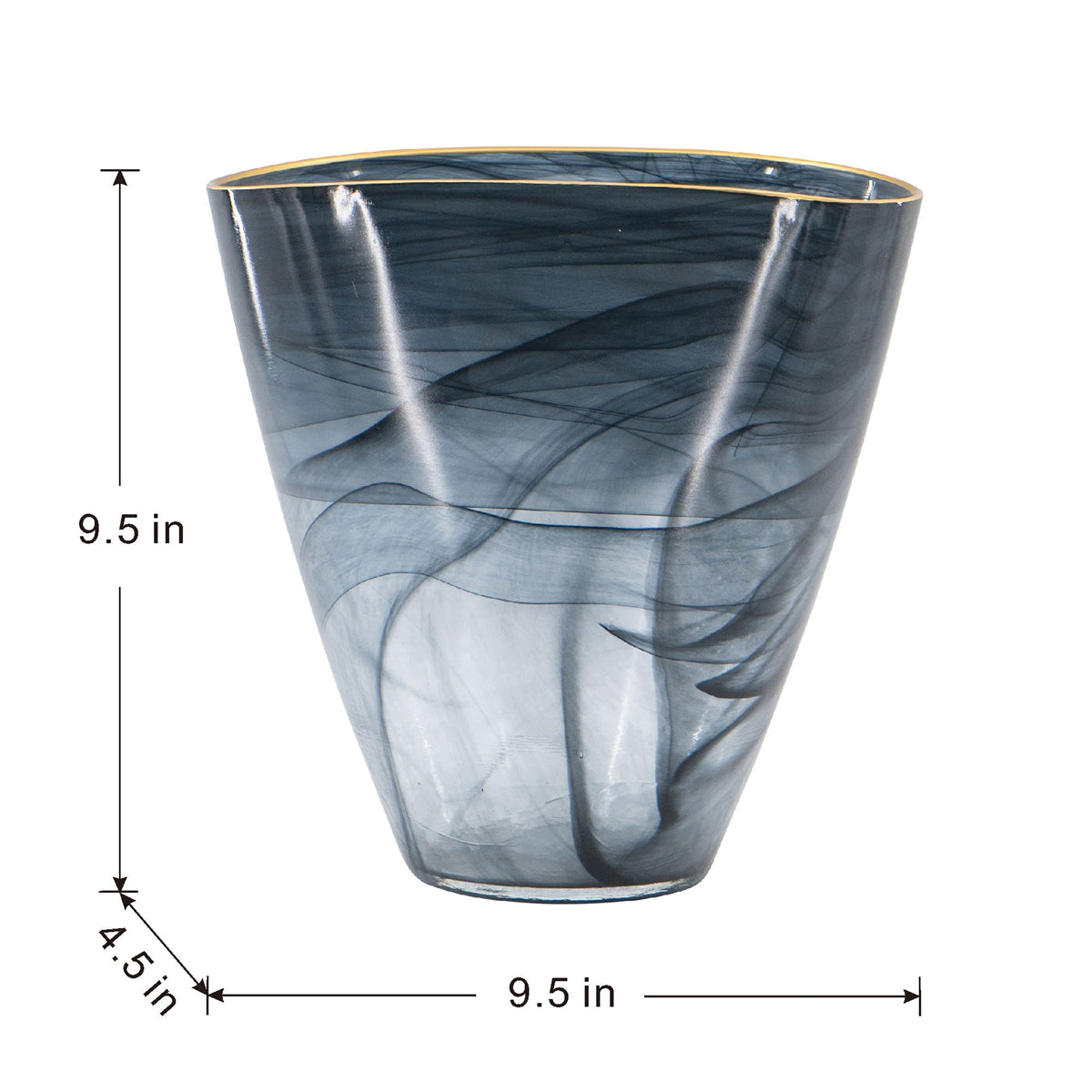 Smokey Black Gold Rimmed Glass Vase