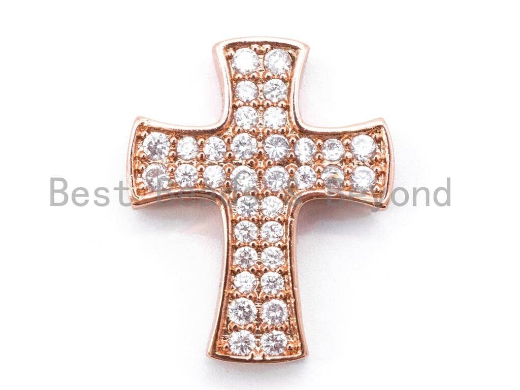 CZ Micro Pave Cross Link Connector, Cubic Zirconia Spacer Beads, 23x19mm, sku# E129C