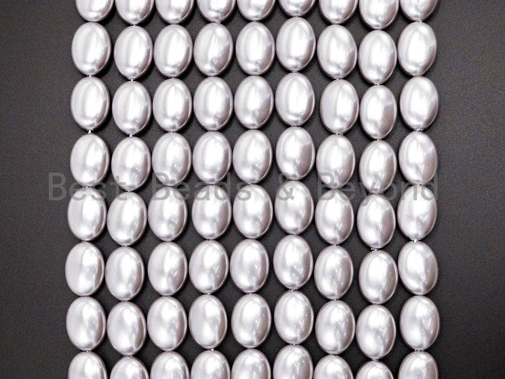 Gray Natural Mother of Pearl Oval beads,13x18x7mm Pearl Oval beads, Loose Flat Oval Smooth Pearl Shell Beads, 16inch strand, SKU#T68