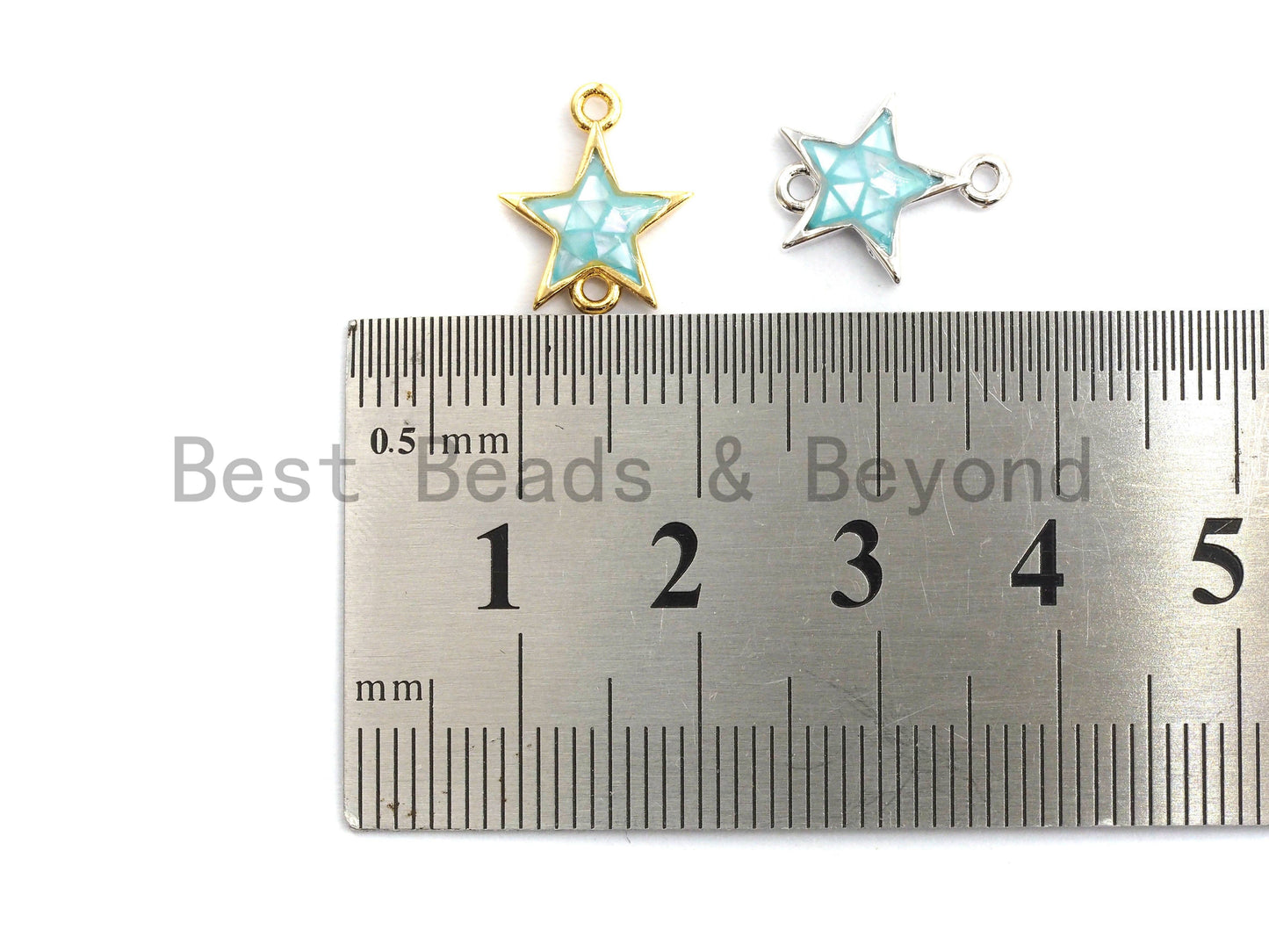100% Natural Aqua Blue Shell Star Shape Connector, Blue Shell Connector for Bracelet/Necklace Making, Gold/Silver Plated, 11x13mm,SKU#Z297
