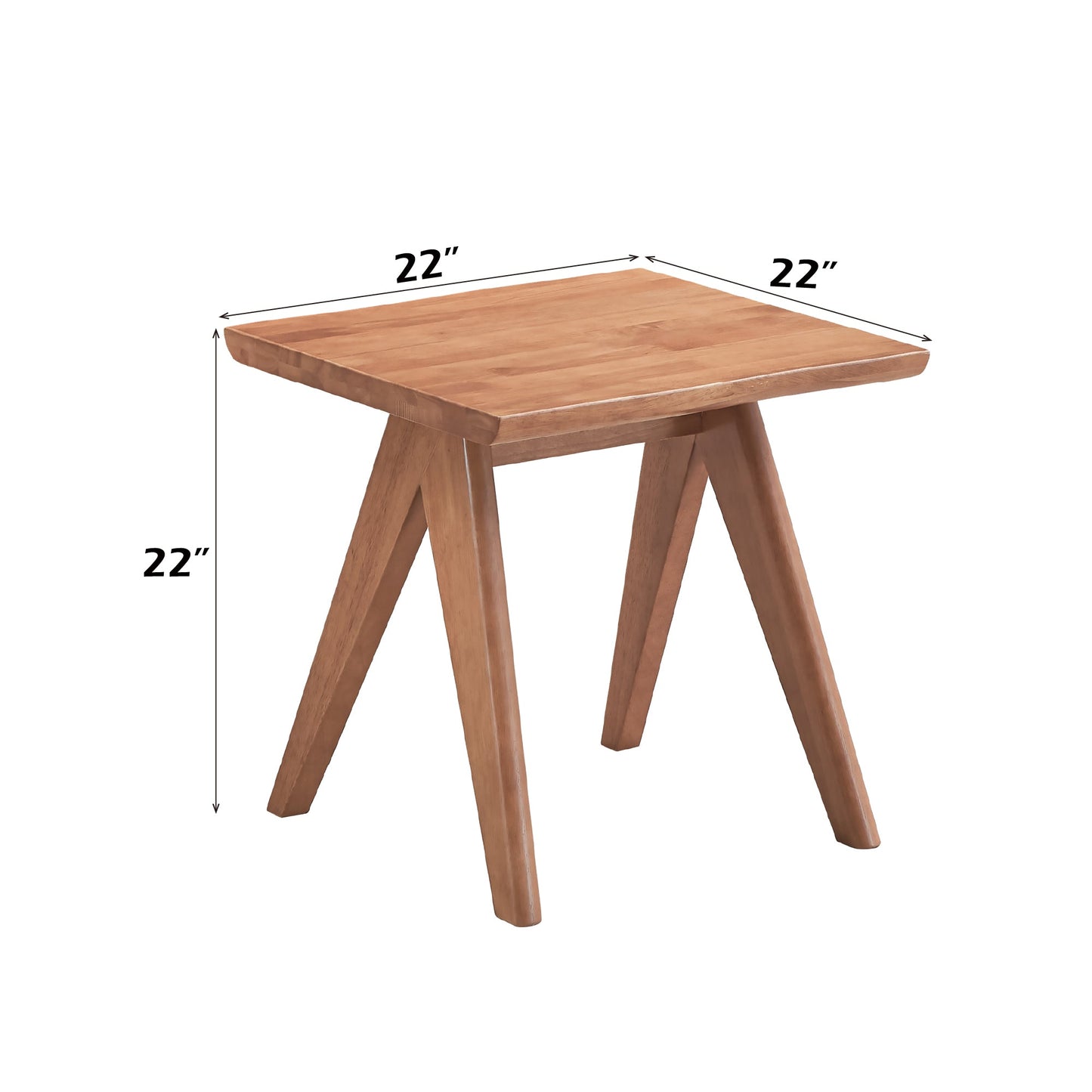 Natural Wood Armchair and Matching Square End Table, 2-Piece Living Room Set