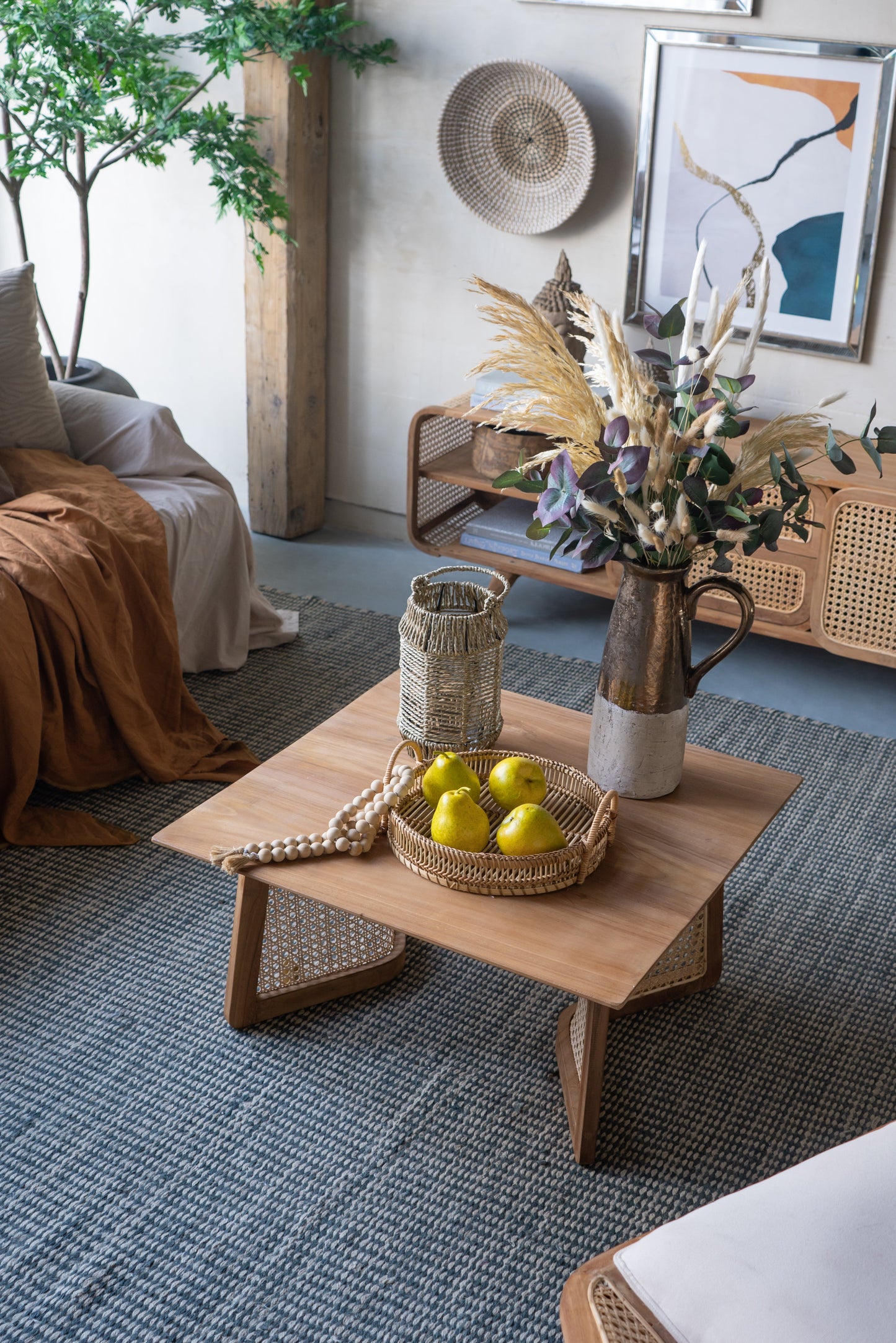 Set of 3 Round Bamboo Decorative Trays