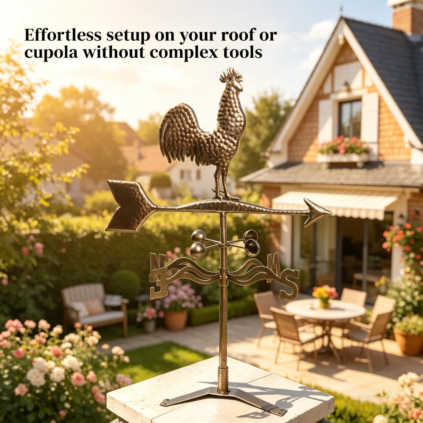 Classic Roof Mount Wind Direction Indicator - Rooster Weather Vane