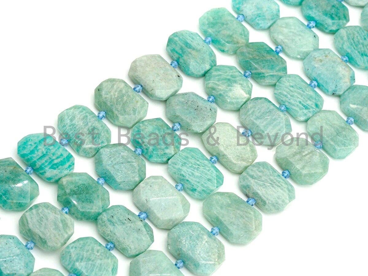 High Quality Natural Amazonite Rectangle Faceted Beads, SKU#U660C