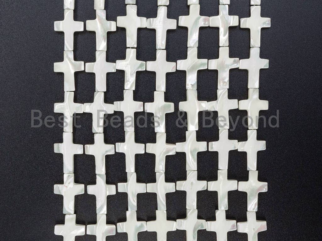 8x13mm/13x18 mm High Quality White Shell, White Mother of Pearl, Mop Shell, Cross Smooth Beads, Pearl Shell, 15.5'' Full Strand,Sku#T20