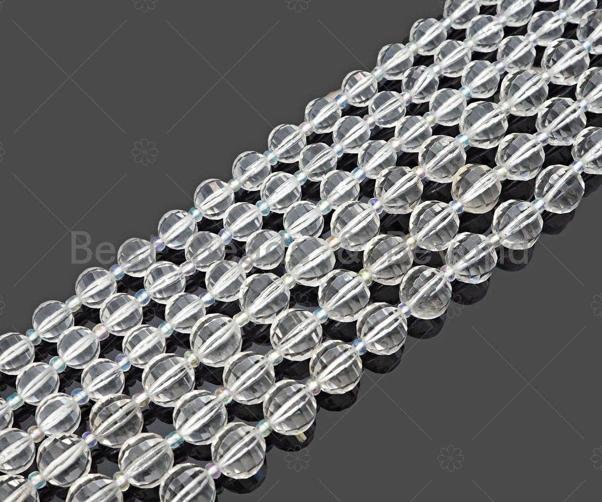 New Cut!!! Natural High Quality Round Latern Cut Clear Quartz Beads, 8mm/10mm Genuine Crystal Beads, 15.5'' Full Strand, Sku#U1122
