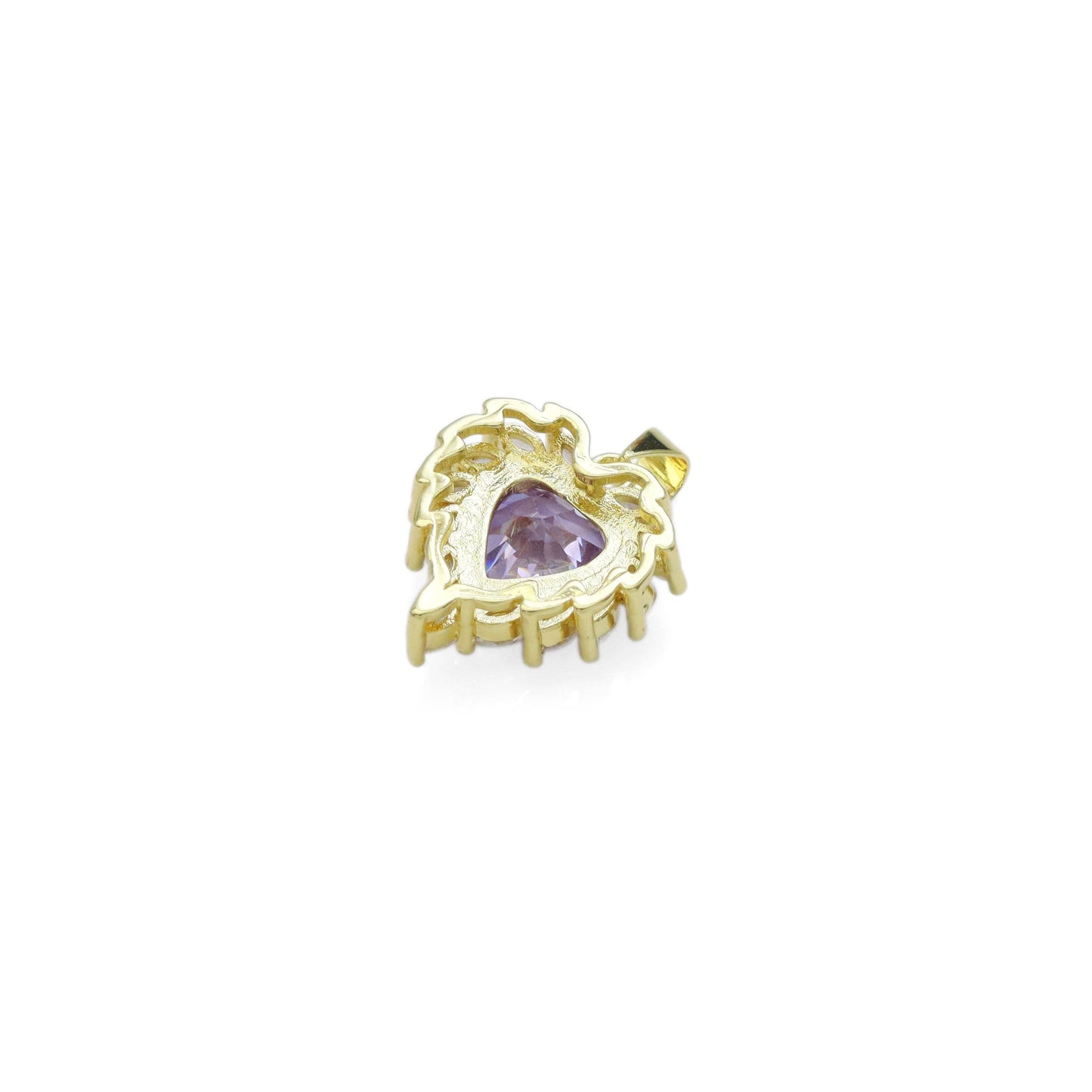 Pink Purple Clear CZ Heart Pendant, Sku#LK929