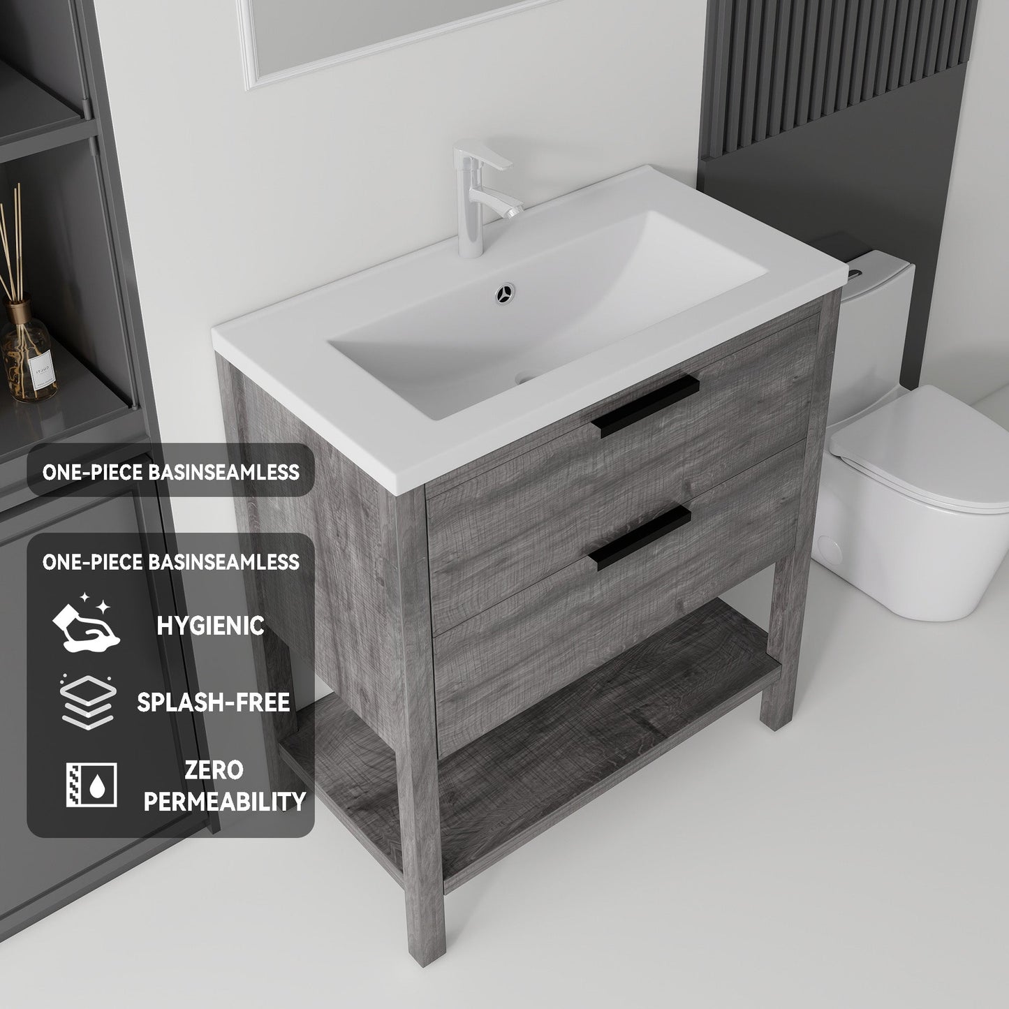 36 Inch Freestanding Bathroom Vanity with Sink and Soft-Close Drawer