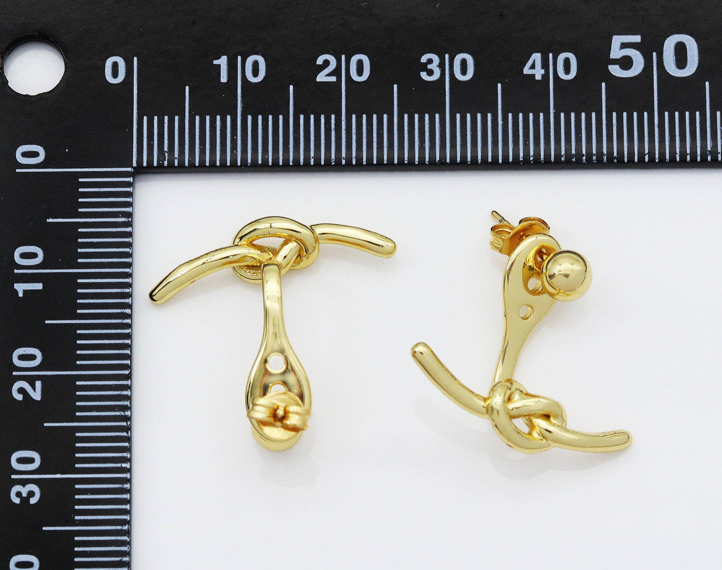 Gold CZ Stud Earrings, Sku#J360