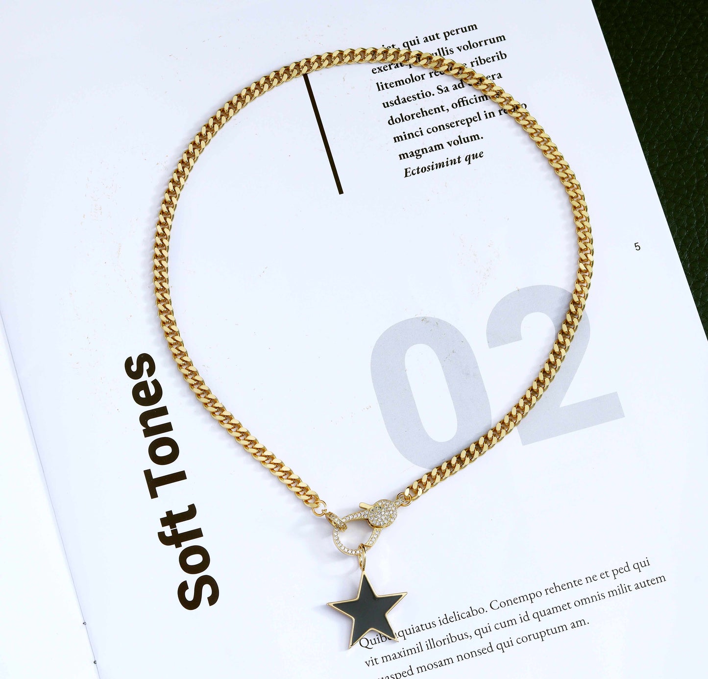 Heart Star Cuban Chain Necklace, sku#CL07