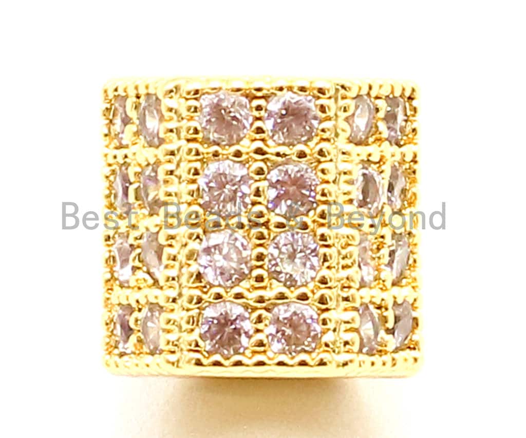 CZ Big Hole Six-sided/Hexagonal Tube Clear Micro Pave Beads, Cubic Zirconia Beads, 7x7mm, Sku#G152