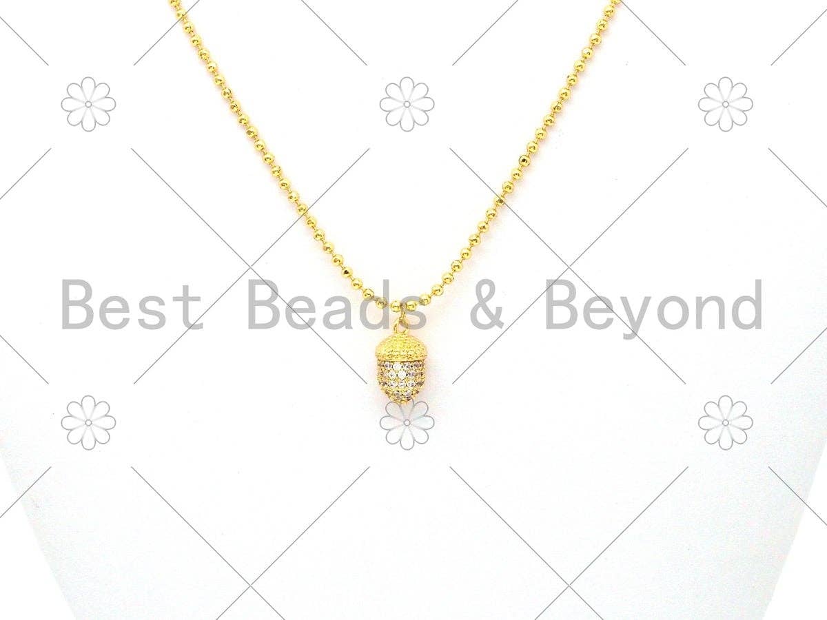 CZ Micro Pave Pine Cone Shape Pendant/Charm, 18K Gold Filled Pine Cone Charm, Necklace Bracelet Charm Pendant, 16x9mm,Sku#Y485