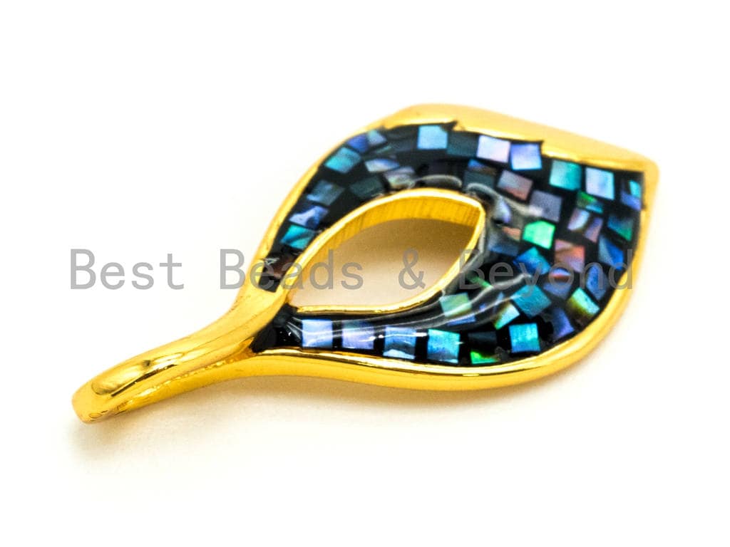 CZ  Micro Pave Abalone Teardrop Pendant, Abalone Cubic Zirconia Charm/Pendant Gold Silver plated, Jewelry Findings,12x24mm, sku#Z42