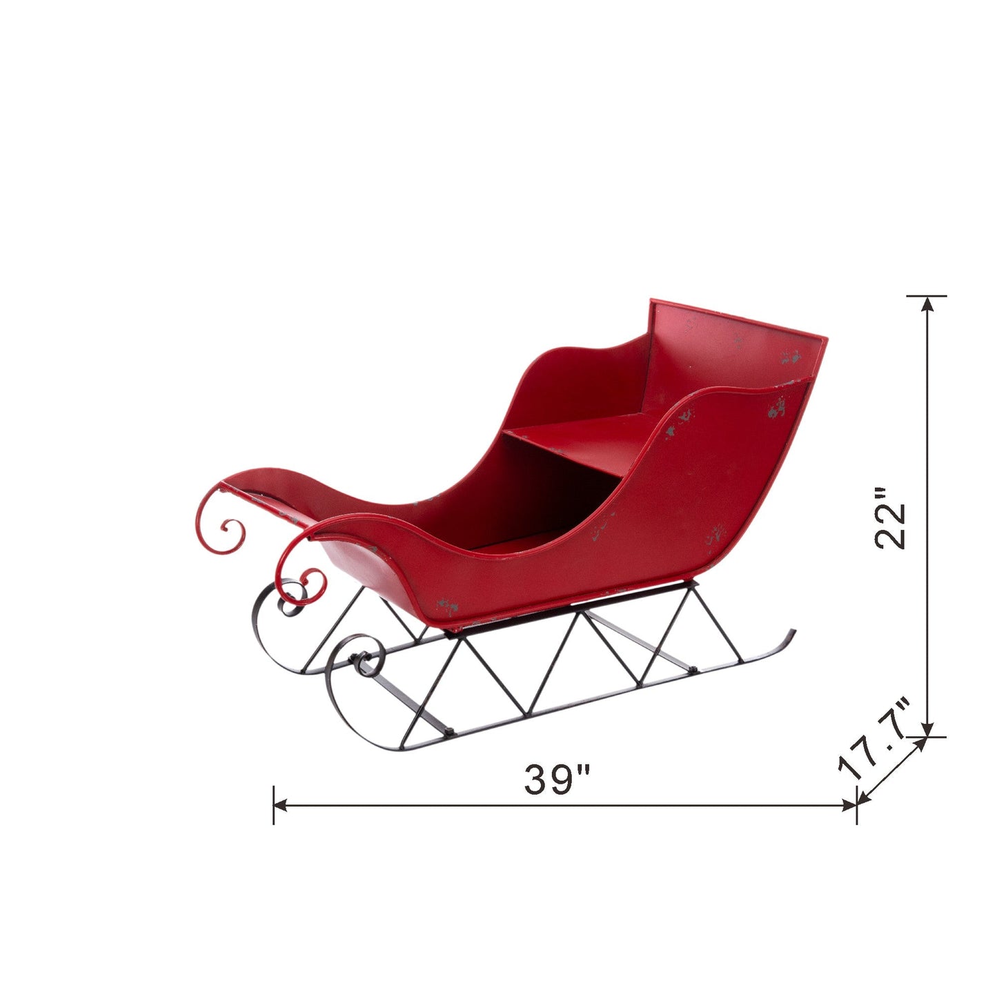 Iron Red and Black Sleigh Large Christmas Decoration