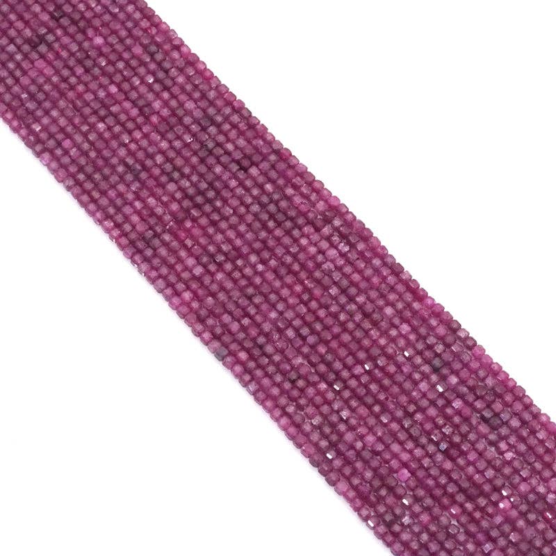 Genuine Ruby Faceted Cube Beads, 2.5mm, Sku#U1544
