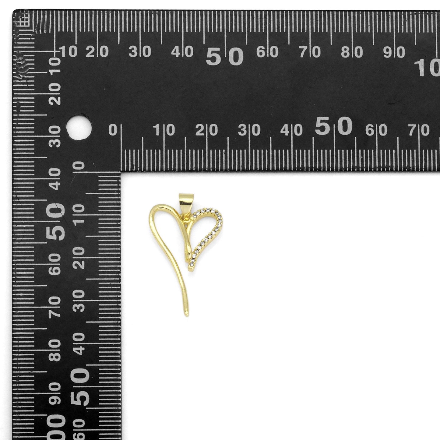 Gold CZ Heart Sahpe Charm, Sku#LK886