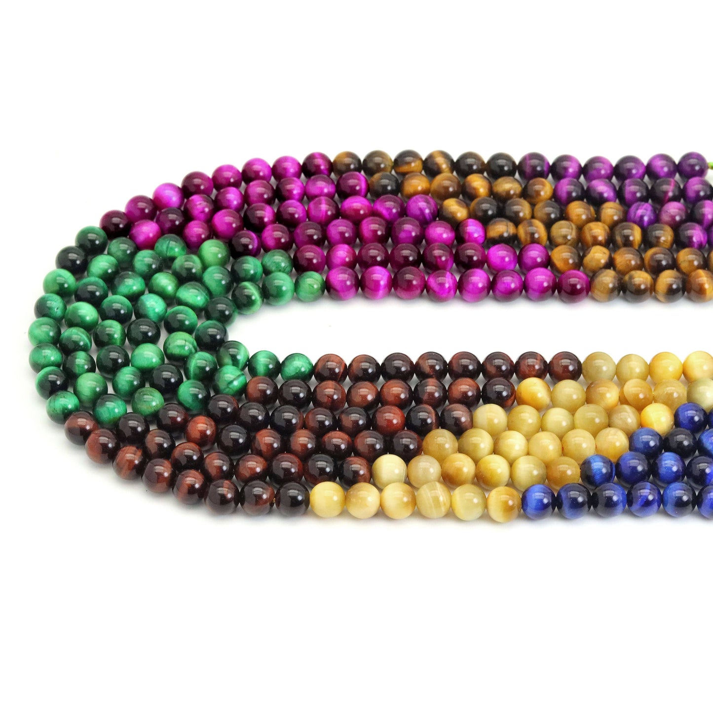Mixed Color Tiger Eye Round Smooth Beads, Sku#UA320