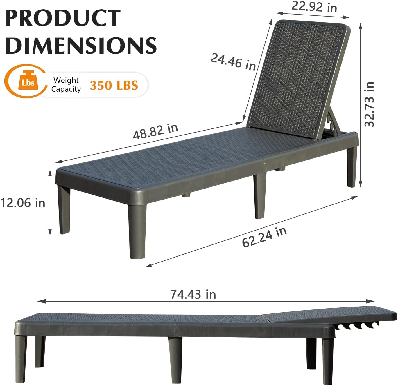 Pool Lounge Chairs Set of 2
