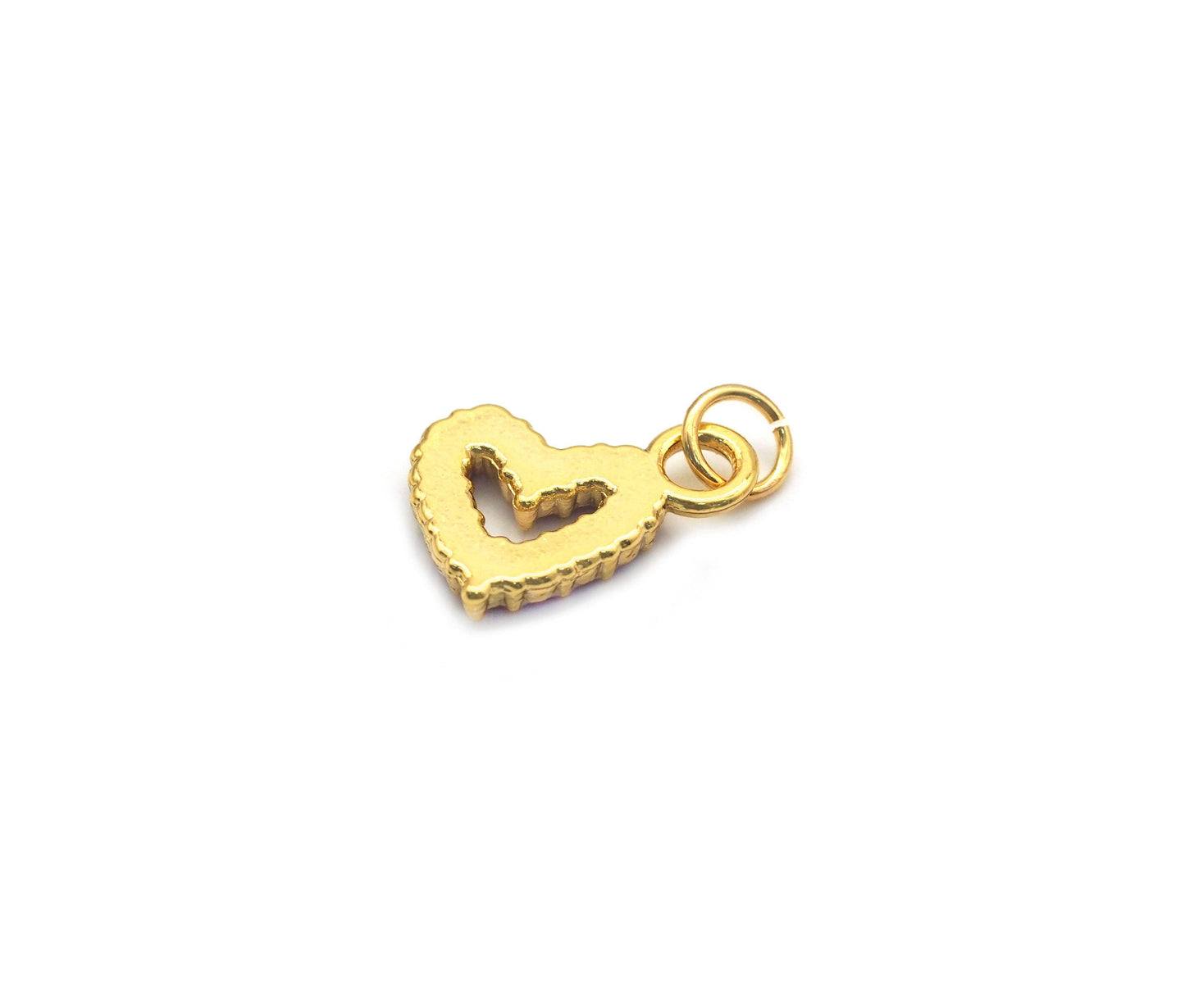 CZ Gold Colorful Enamel Open Heart Charm, Sku#B334C