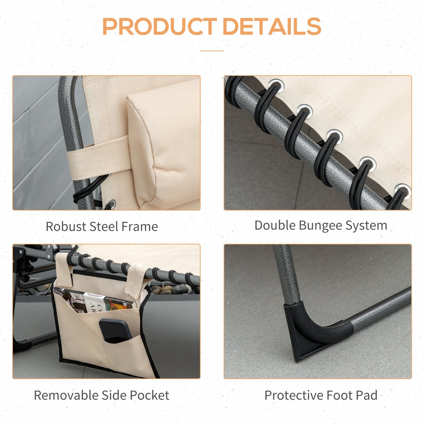 Outsunny Padded Folding Chaise Lounge Chair