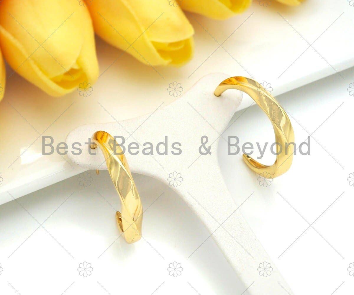 Gold Twisted Hoop Earrings, Sku#J318C