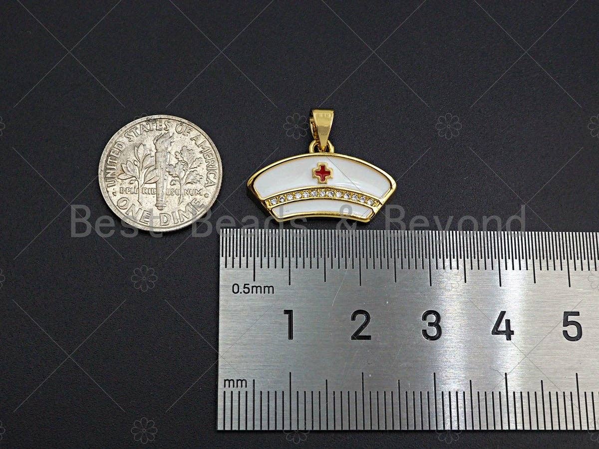 CZ Micro Pave Enamel Nurse Charm, Registered Nurse Charms, sku#LK04