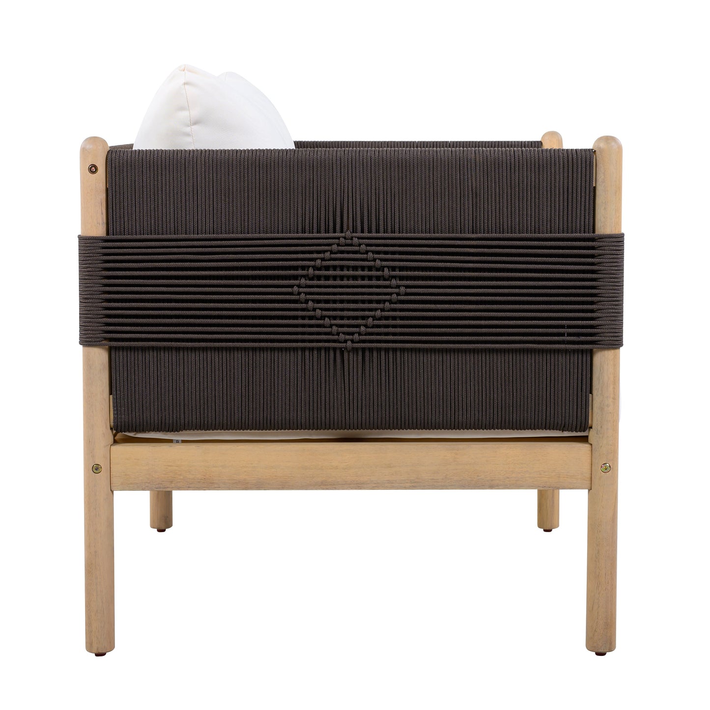 Outdoor Acacia Wood Club Chair with Diamond Rope Weave & Cushions