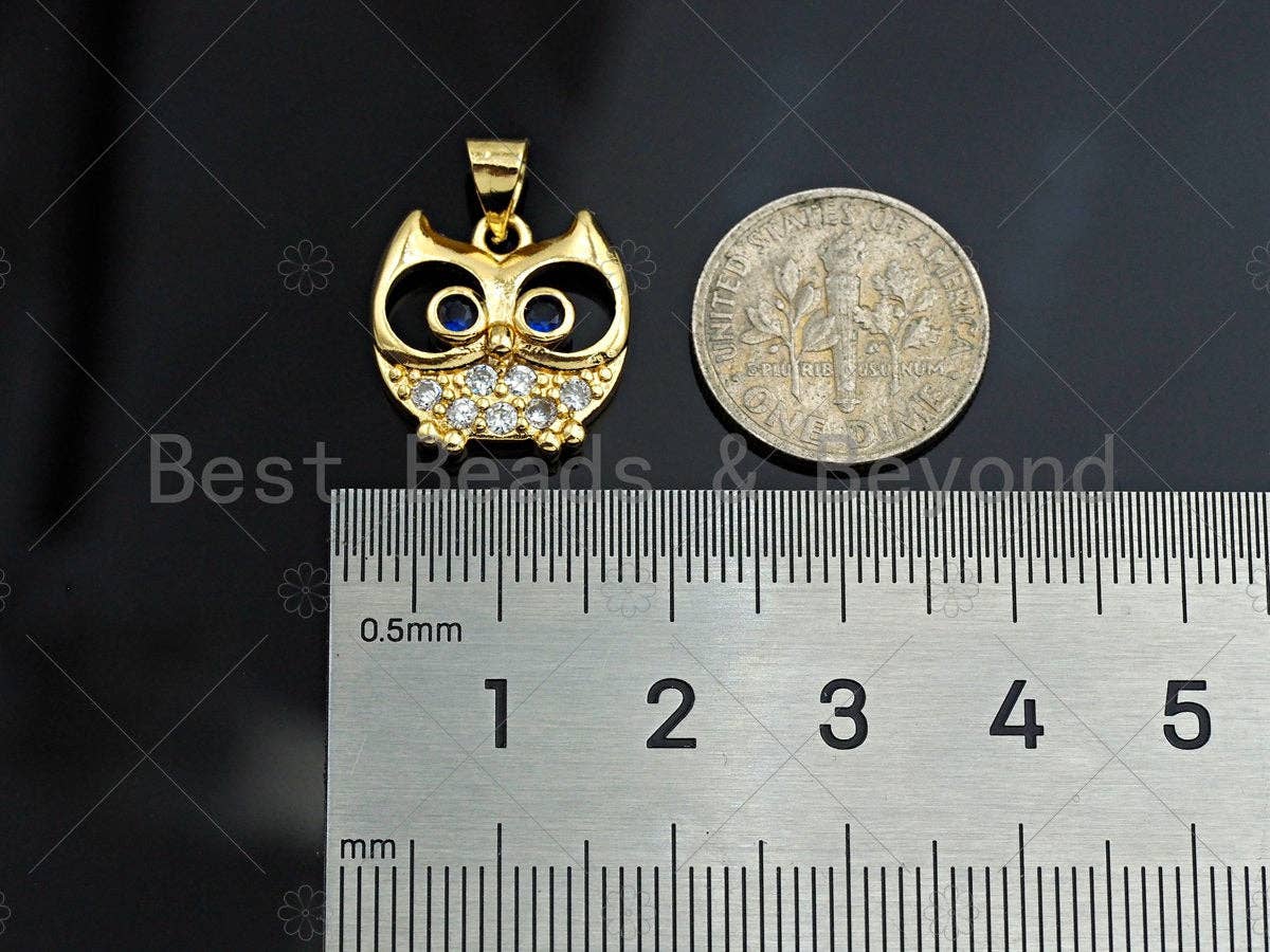 Gold Owl Charms, Dainty Owl Charms, Owl Pendant, Gold Charm, Gold Pendant, Necklace Charms, 15x16mm, Sku#LK96