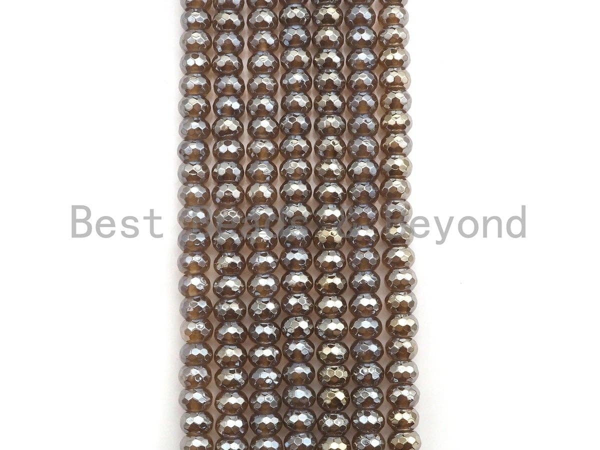 Mystic Plated Agate Rondelle Shape Beads, 4x6mm/5x8mm/6x10mm Rondelle Agate Beads, 15.5" Full Strand, sku#UA40