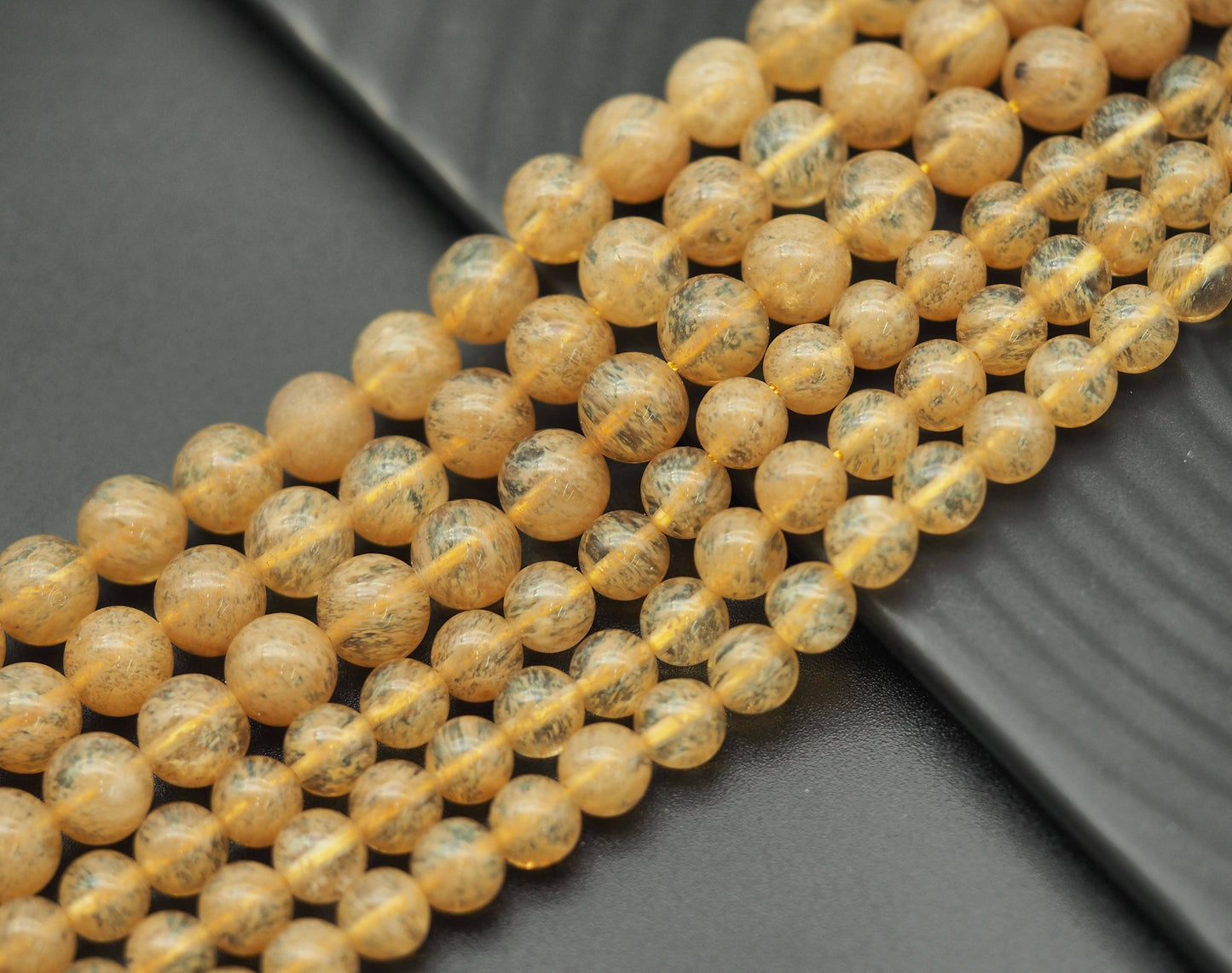 Yellow Quartz Round Smooth Beads, Sku#U1302