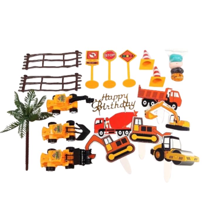 Oasis Supply, Joyeux Anniversaire, Kit de Décoration de Gâteau Construction, 23 pièces