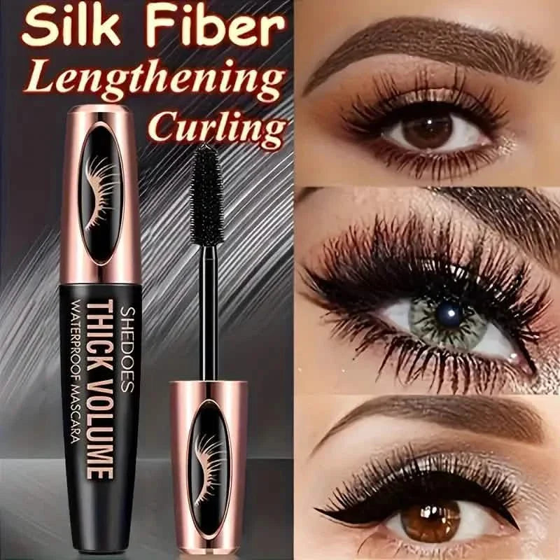 8D Curler Fiber Lash Mascara - Waterproof, Black, Thick Eyelash Shaping