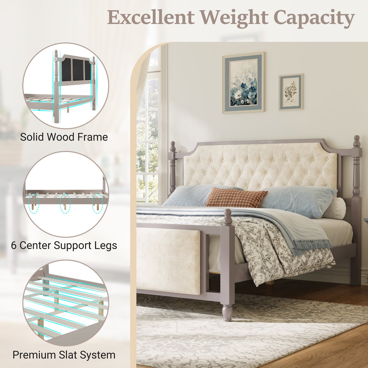 King Size Upholstered Platform Bed
