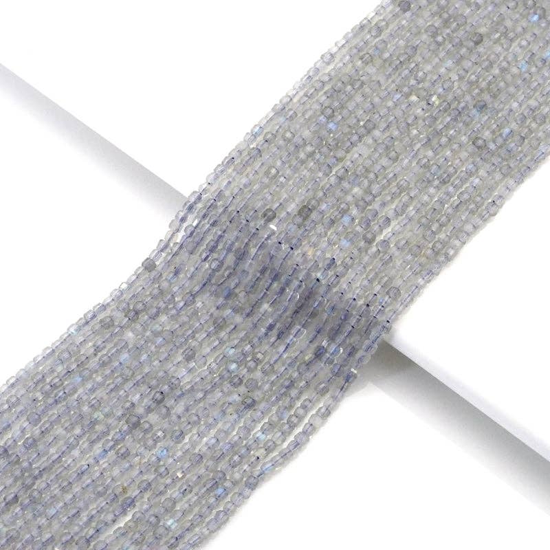 Genuine Labradorite Faceted Cube Beads, 2.5mm, Sku#U1535