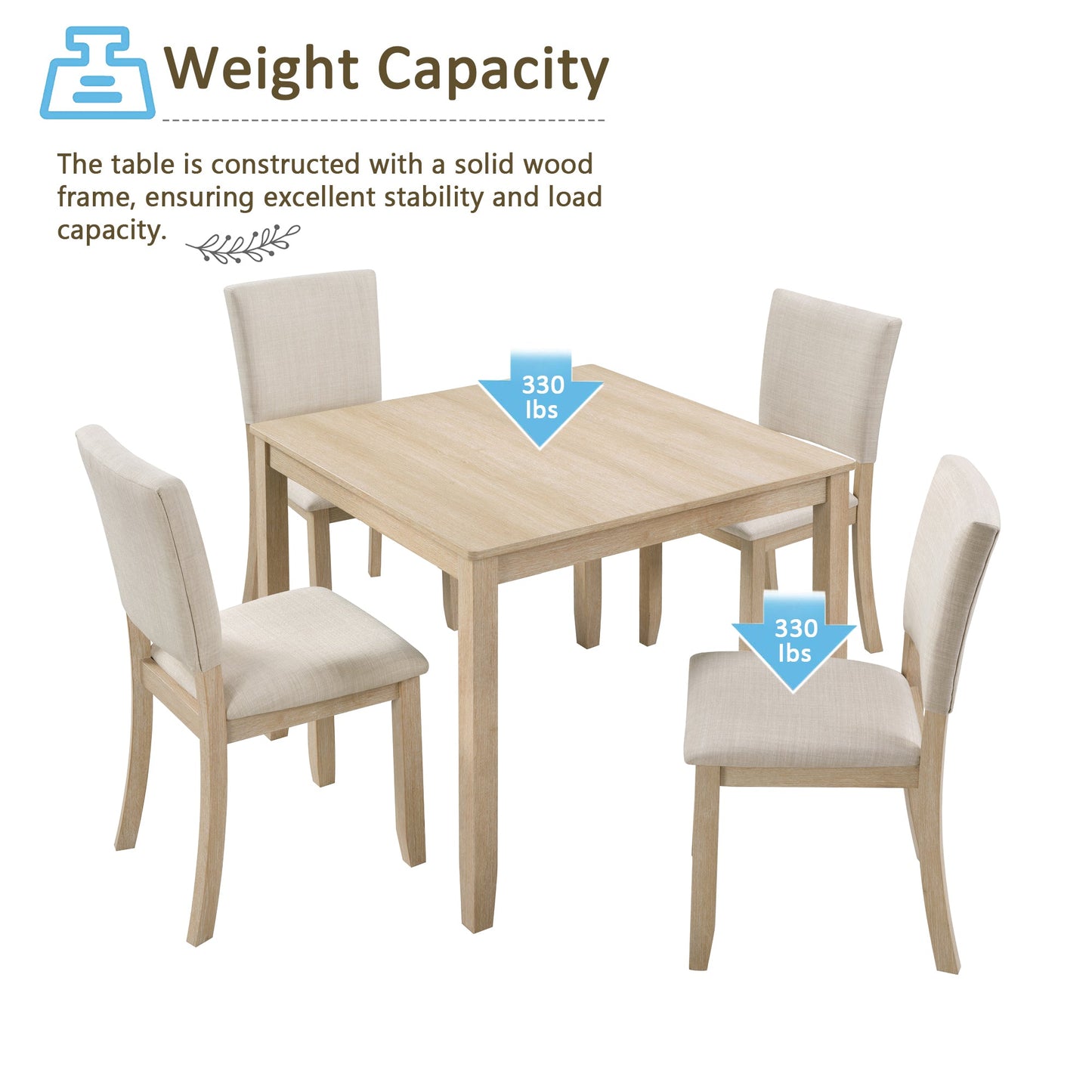 Modern 4 Person Dining Table Set with 4 Chairs