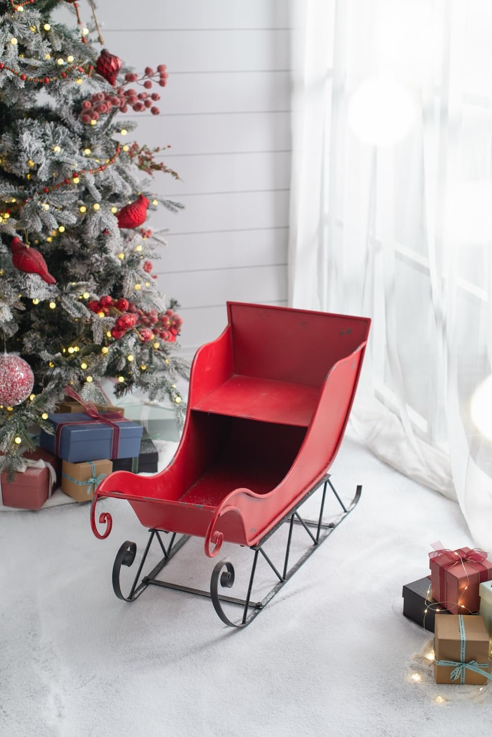 Iron Red and Black Sleigh Large Christmas Decoration