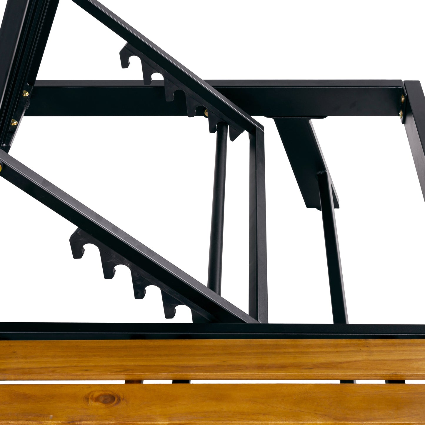Black Iron + Teak Finish Chaise Lounge Frame