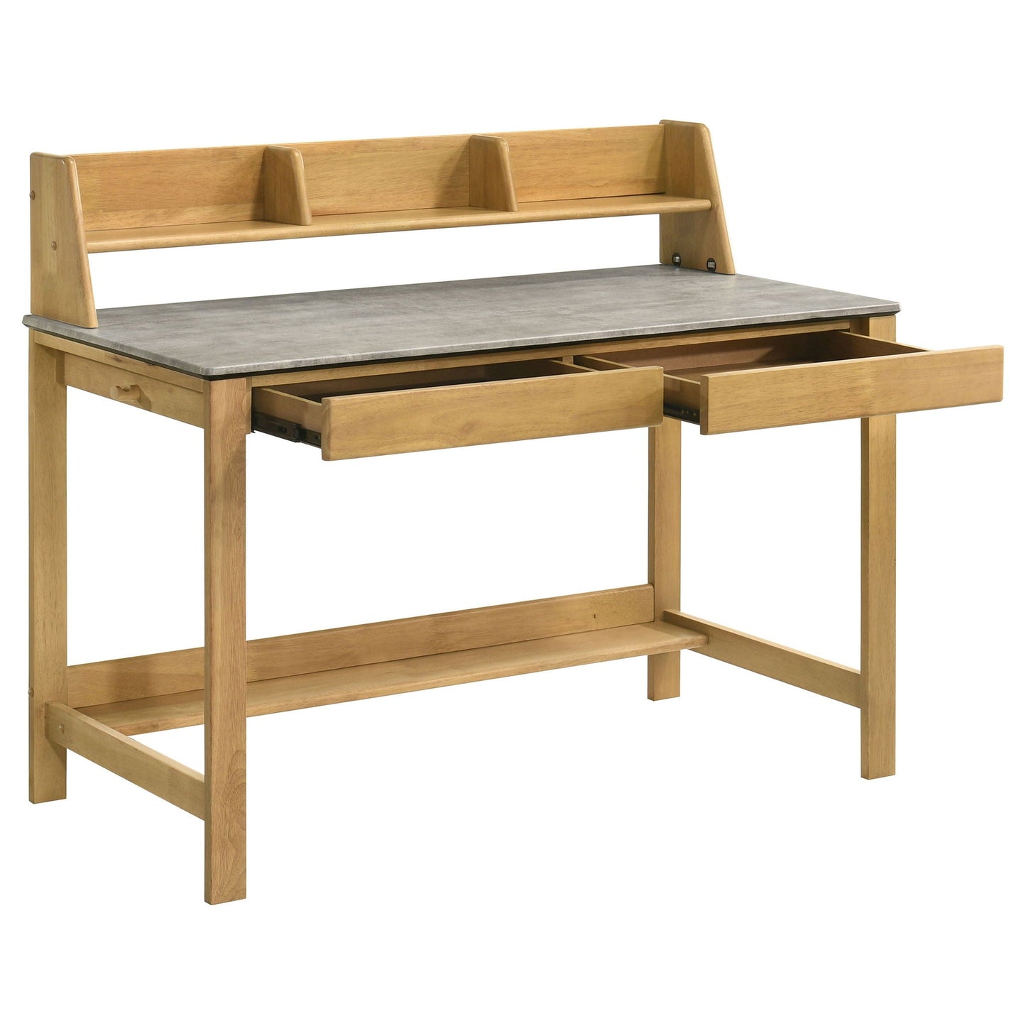Besler 47-inch SmartTop Writing Desk with Shelf Cement and Natural
