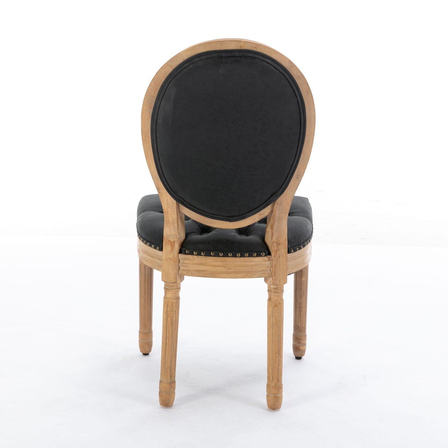 French Style Solid Wood Frame Antique Painting, Hand-Pulled Buckle Decoration Artificial Dining Chair With Nailhead Trim, Wood Legs