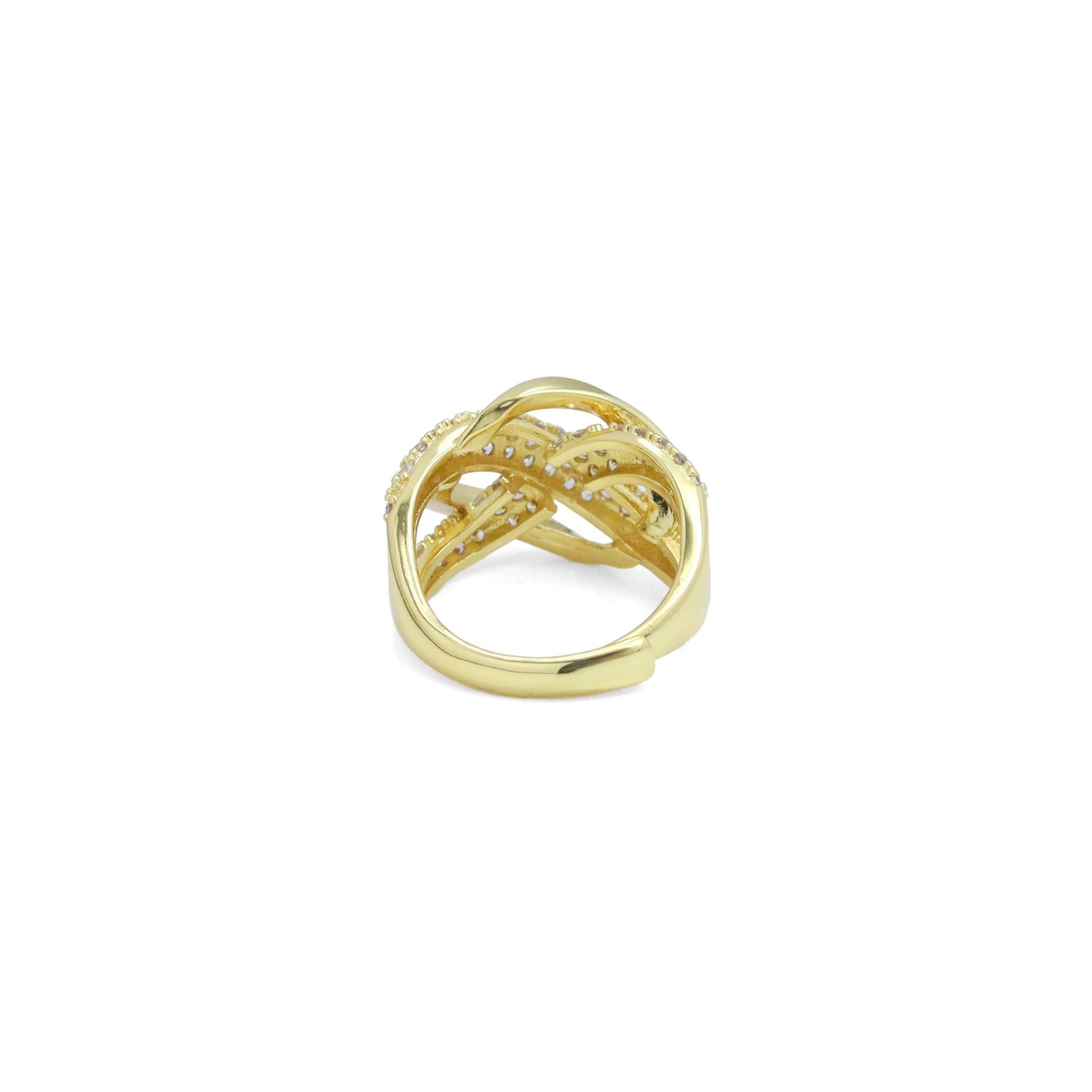 CZ Twisted Criss Cross Oval Adjustable Ring, Sku#A323