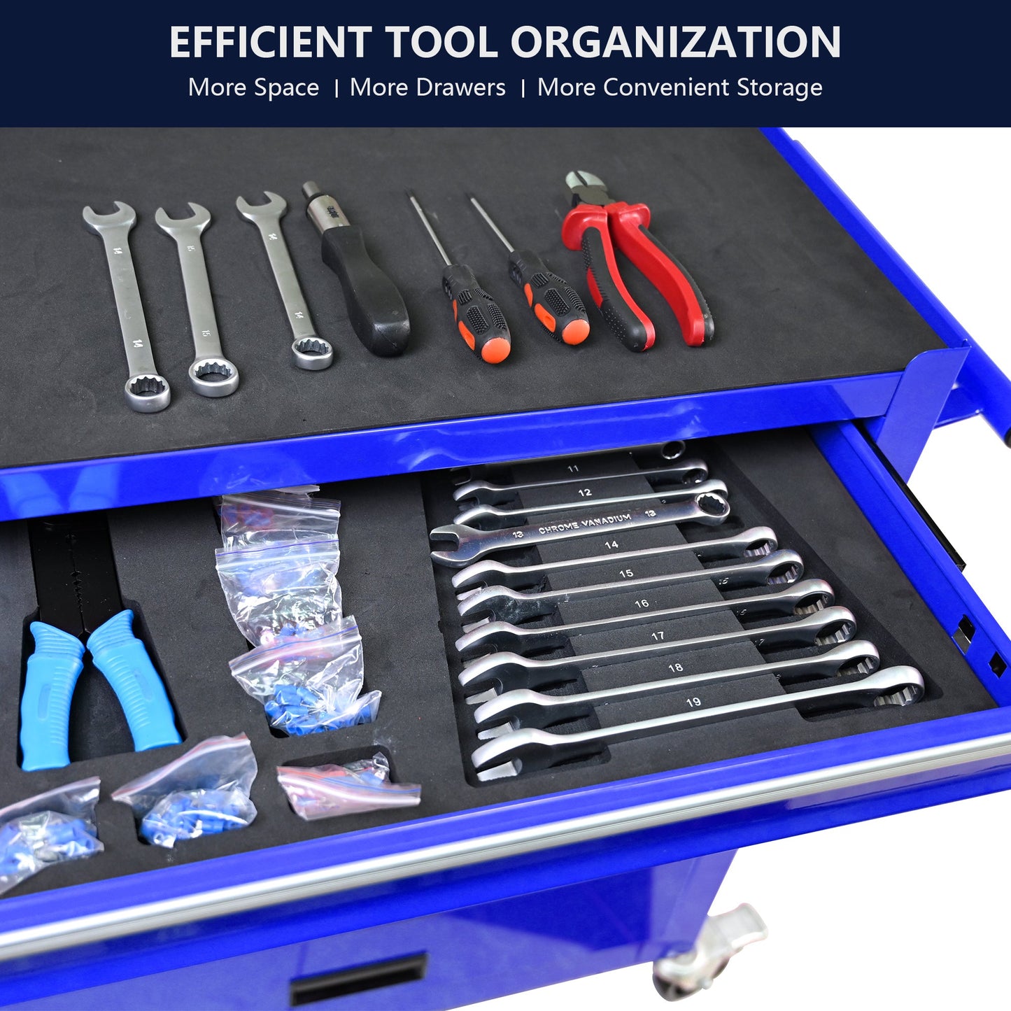 4 Drawers Multifunctional Tool Cart with Wheels - Blue