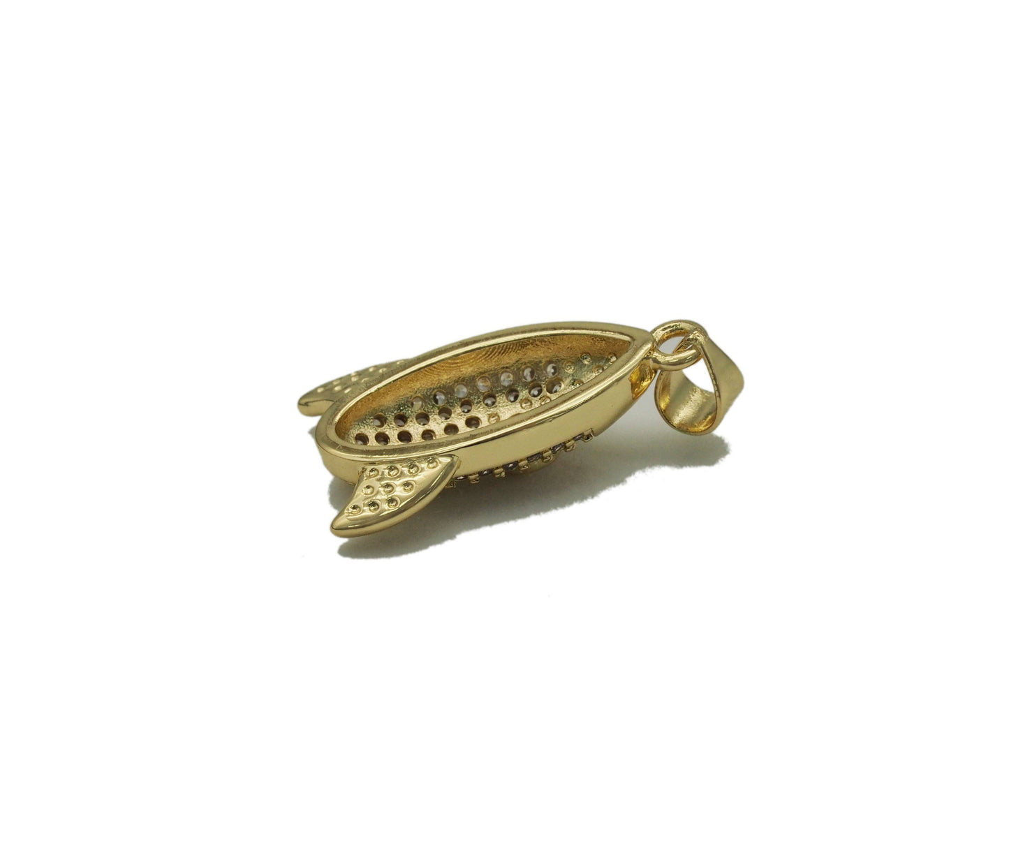 Gold CZ Rocket Charm, Sku#LK687