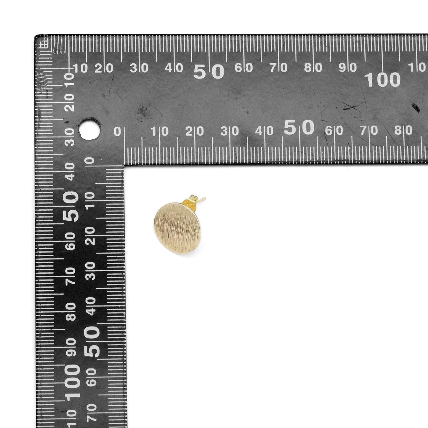 Gold Oval Matte brushed Gold Earrings, Sku#ZX174