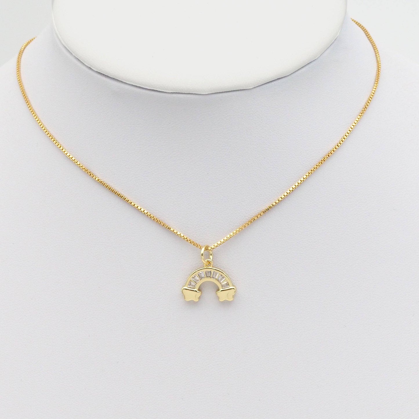 Clear CZ Gold Rainbow Shape Charm, Sku#LX222