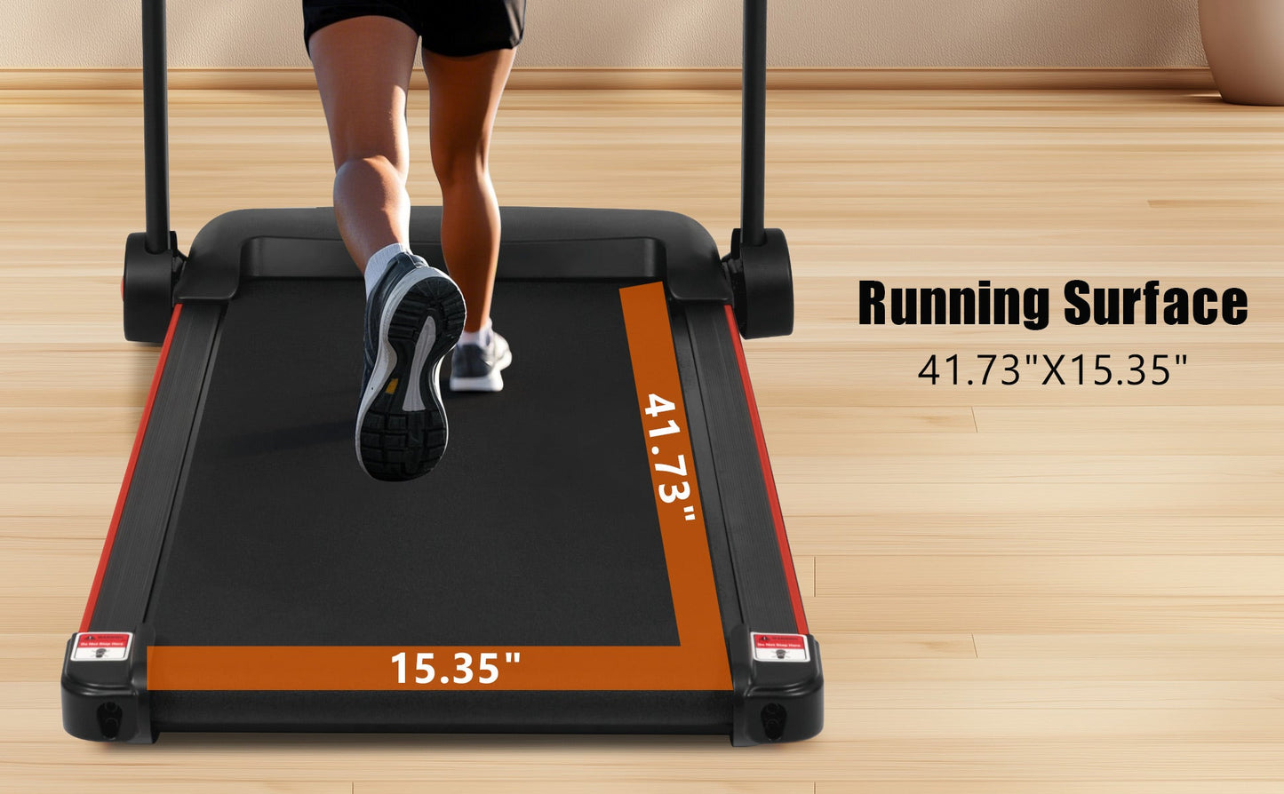 Quiet Folding Treadmill with Heart Rate Sensor