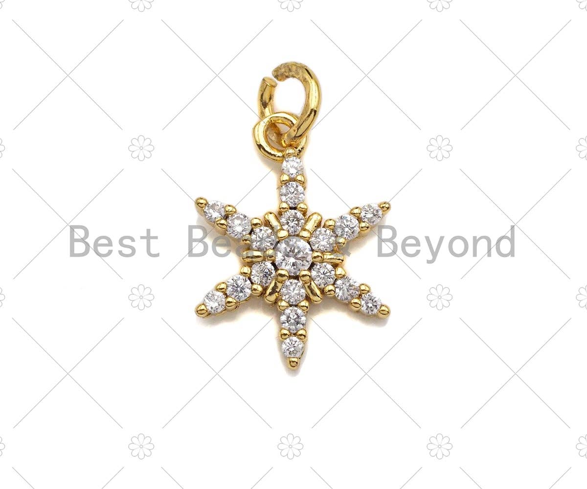CZ Micro Pave Snowflake Charm/Pendant, Snowflake Shape Charm, Pave Pendant, Gold plated charm,12x16mm, Sku#LK111