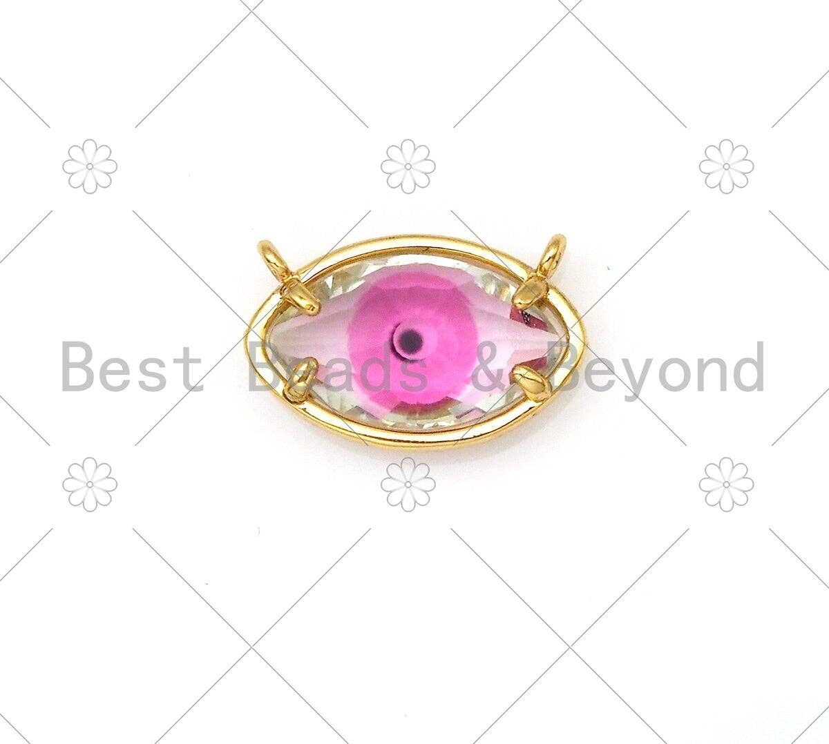 Colorful Evil Eye Shape Pendant/Charm, 18K Gold Filled Glass Quartz Charm, Necklace Bracelet Charm Pendant,13x20mm,Sku#LK393