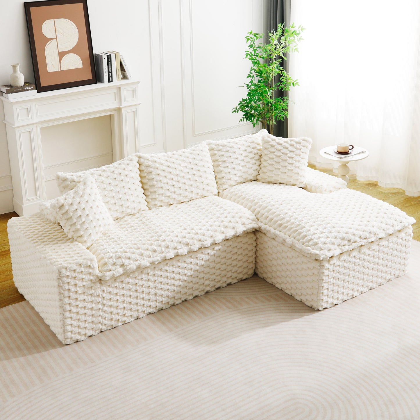 White Turtle Velvet Versatile Sofa