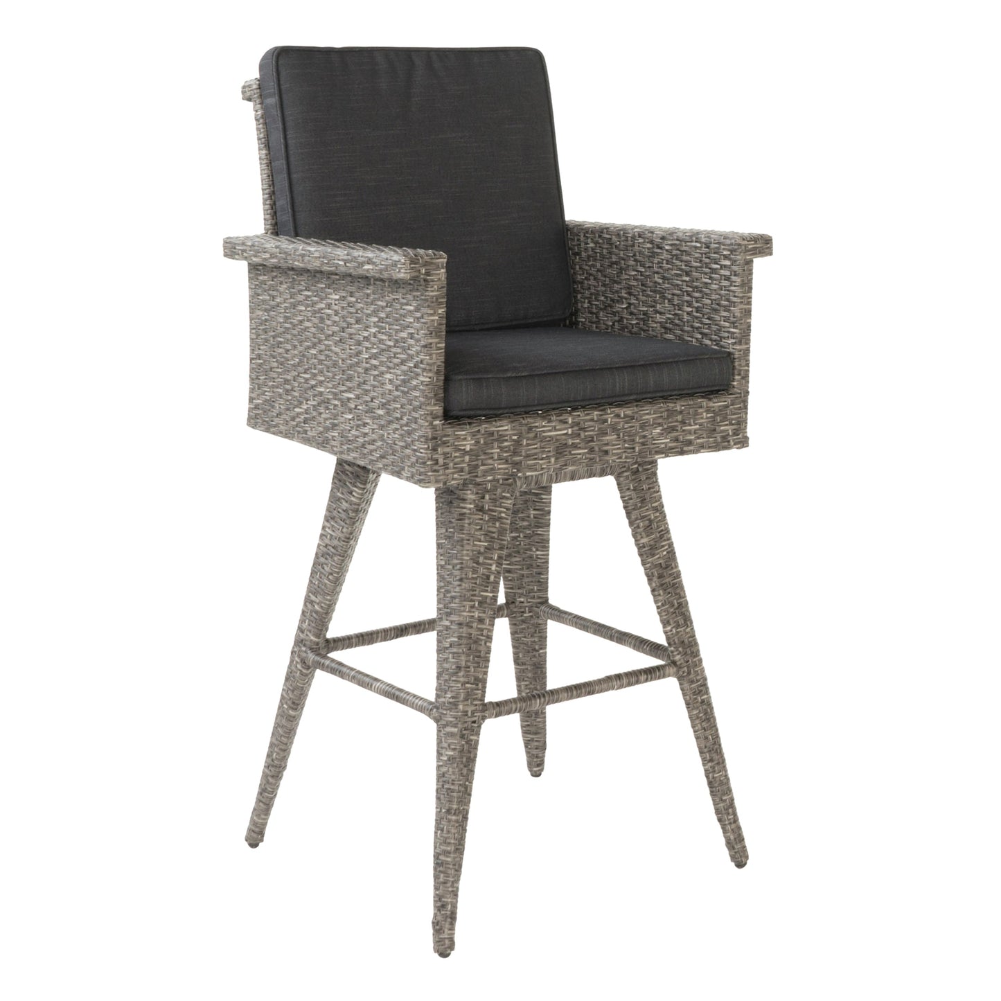 30" Outdoor Wicker Swivel Barstool with Water Resistant Cushion