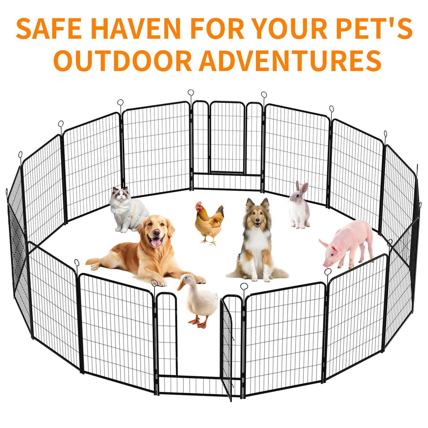 Dog Playpen 40 Inch - 16 Panels Heavy Duty Metal Pet Exercise Pen